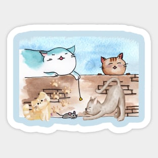 Cats playing with a mouse Sticker